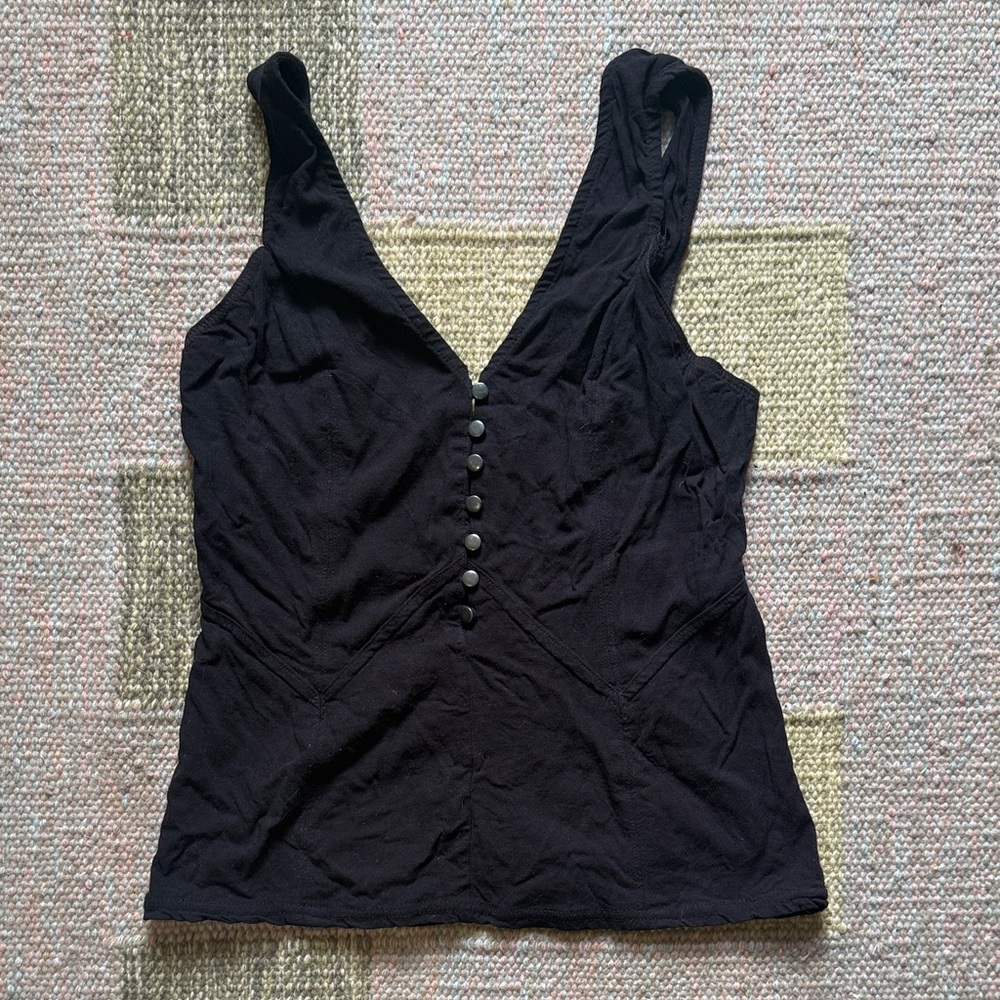 Free People V-Neck Button Tank Top